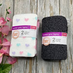 Toddler Girl’s Cotton Footed Tights 2, 2-Packs Size 6-18M